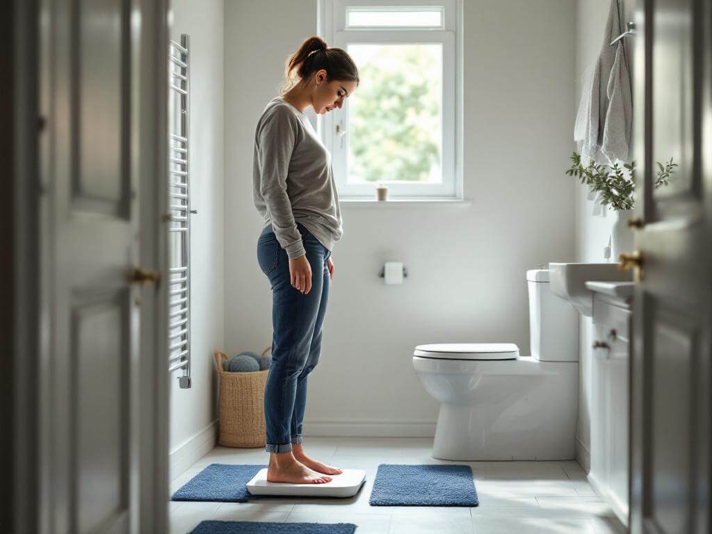 Woman monitoring weight loss progress