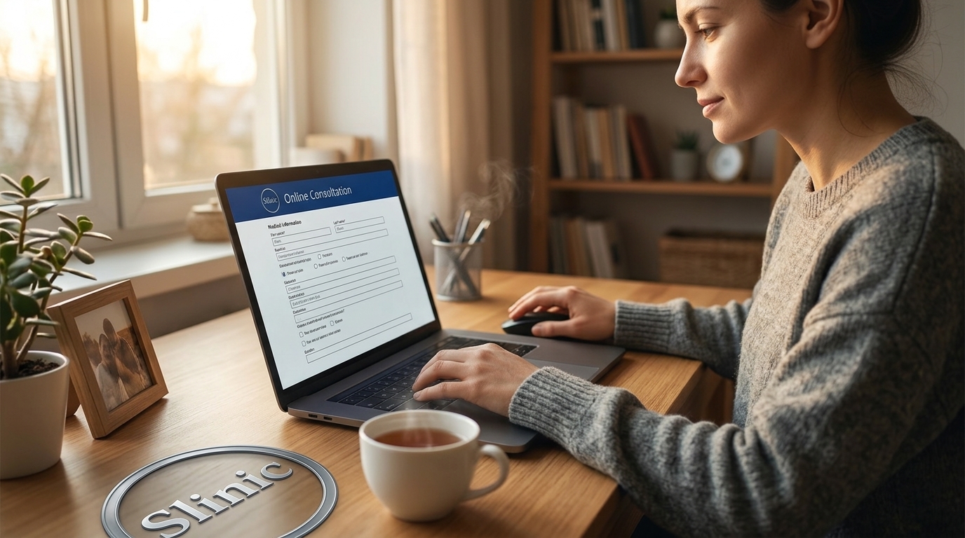 Person completing Slinic online Mounjaro consultation at home