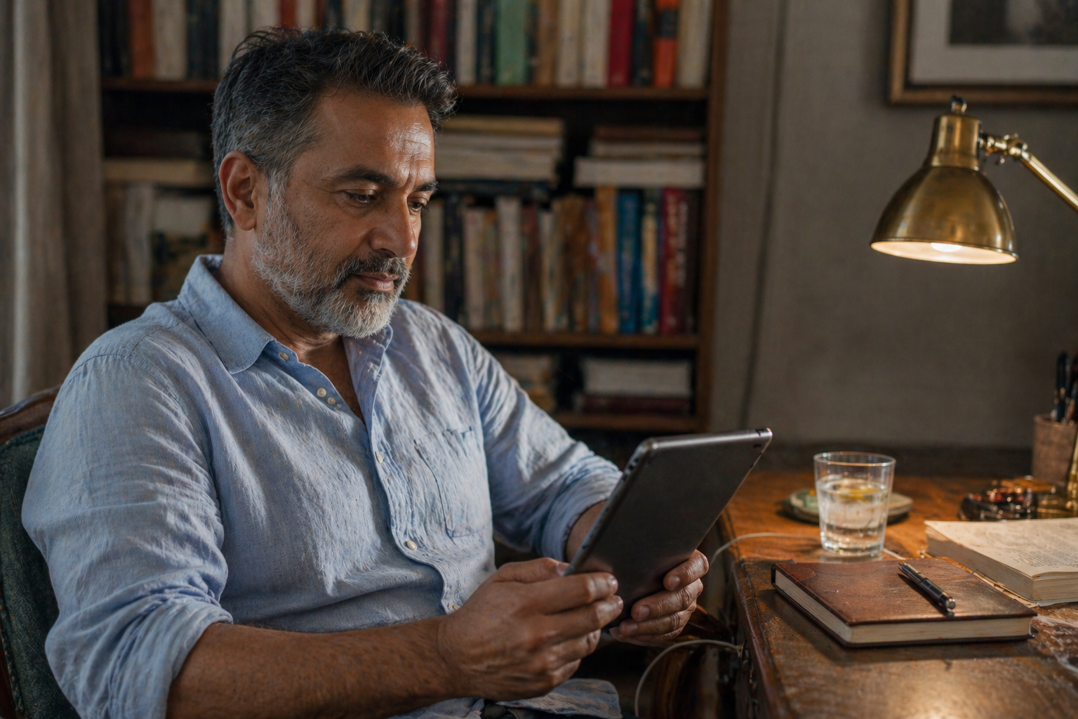 Person reading NICE Mounjaro treatment guidance on a tablet at home