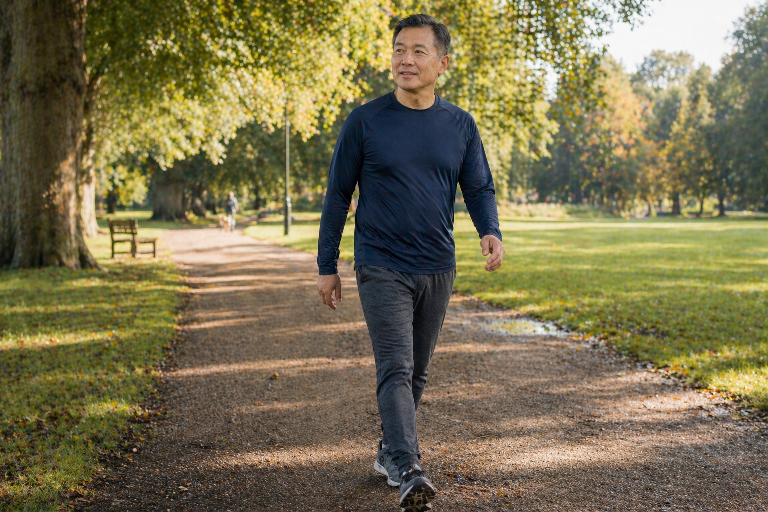 Person on a regular morning walk as part of their long-term Mounjaro weight management routine